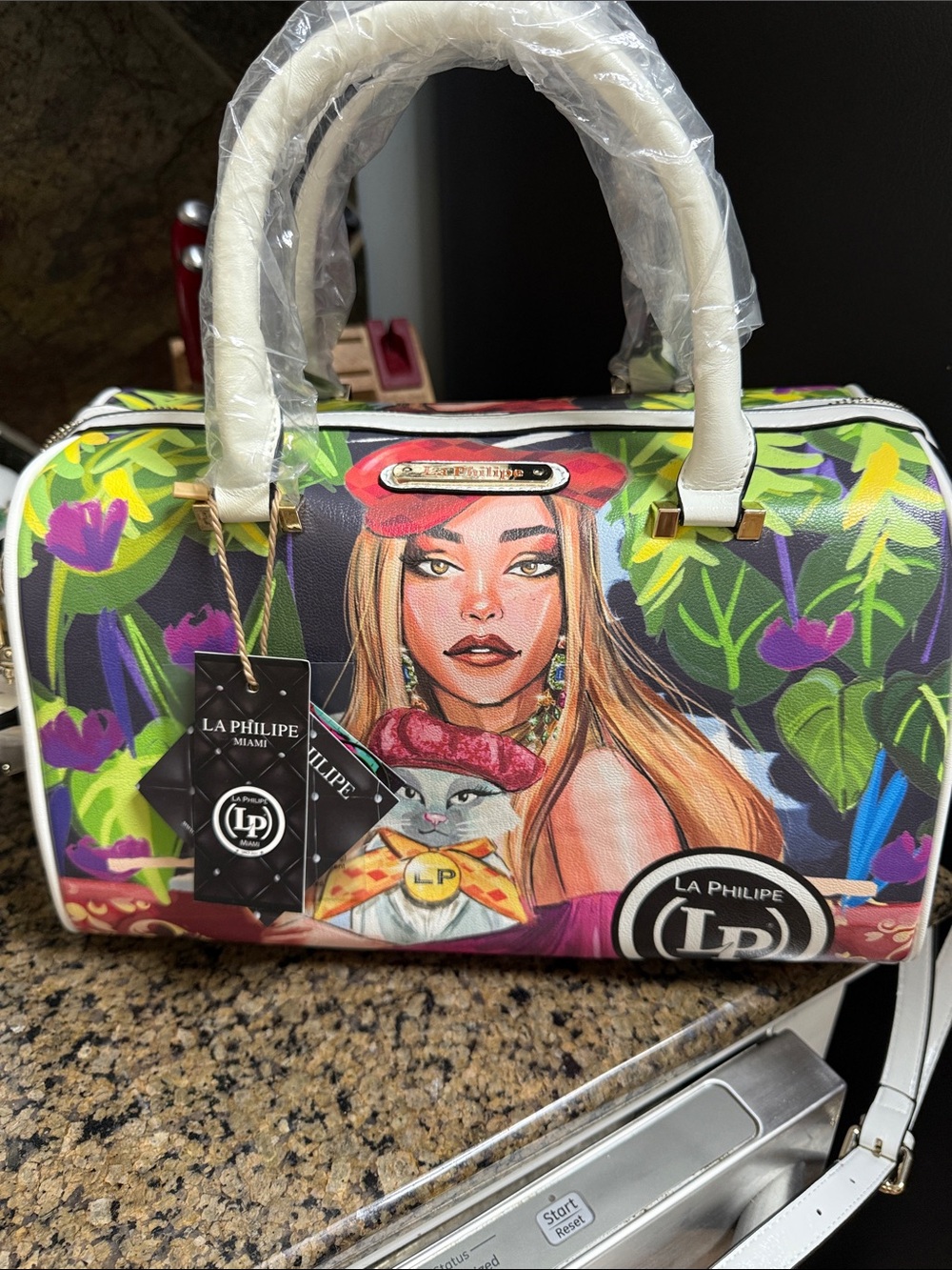 Miami Women's Multicolor Graphic Satchel - White Trim